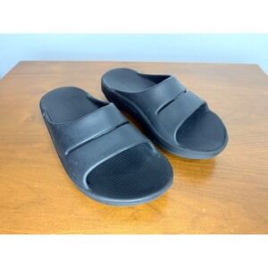 OOFOS OOahh Slide Sandals W Size 7/ M Size 5 Black Recovery Footwear